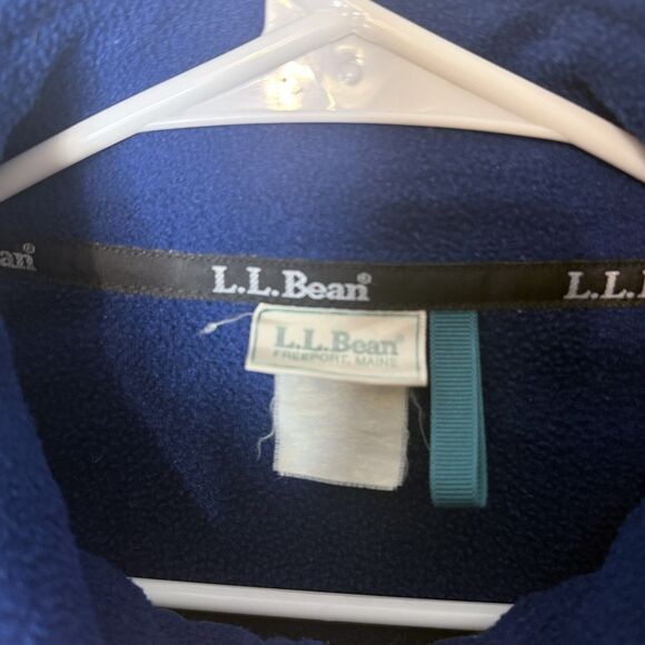 Vintage L.L. Bean Fleece Pullover Sweater Blue Size Medium Blue Turtle Neck Zip - Picture 2 of 6